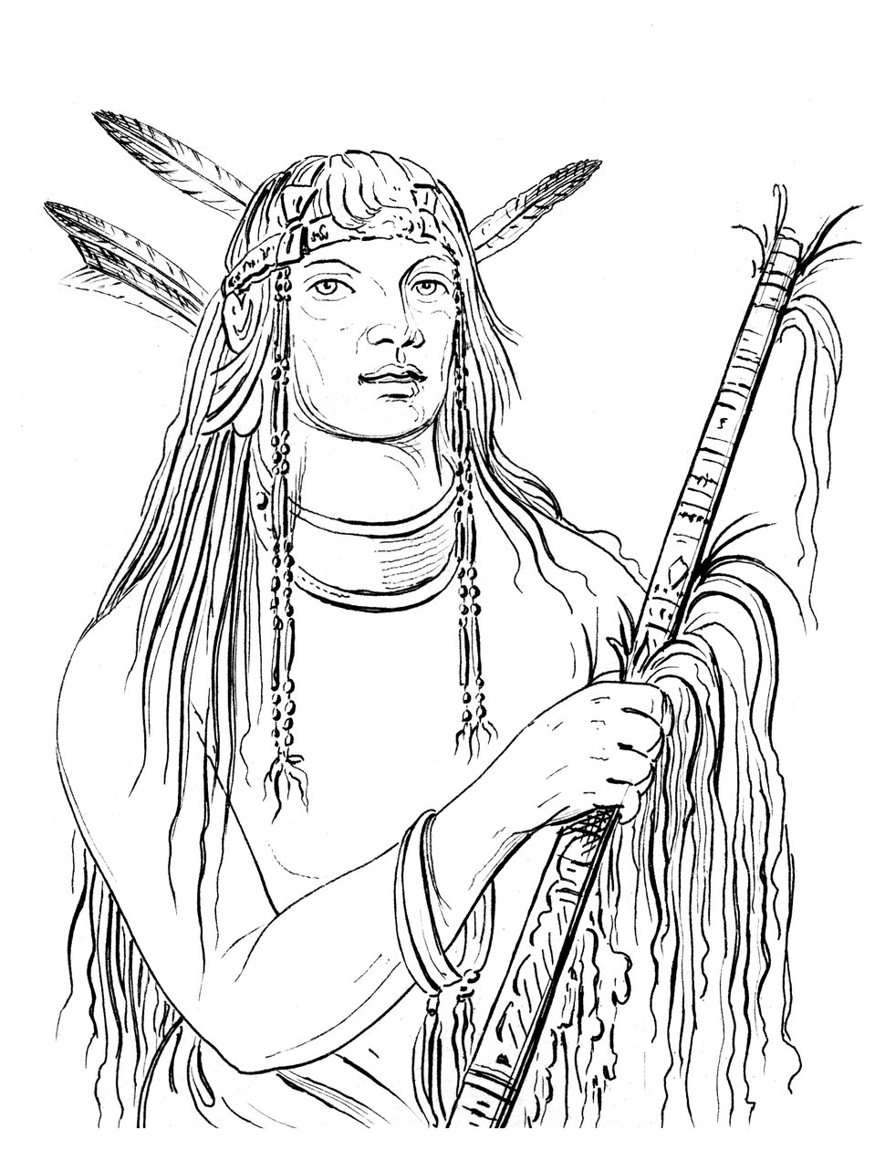 Portret kolorowego pióra myszy, Indianin, 1841. autorstwa Myers and Co