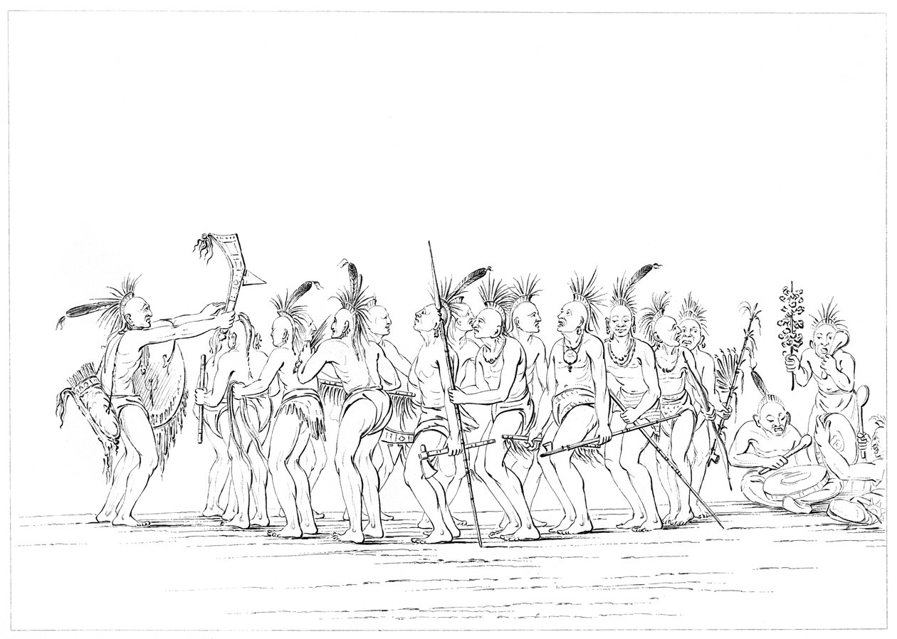 Taniec niewolników, Sac and Fox, Rock Island, Upper Mississippi, 1841. autorstwa Myers and Co