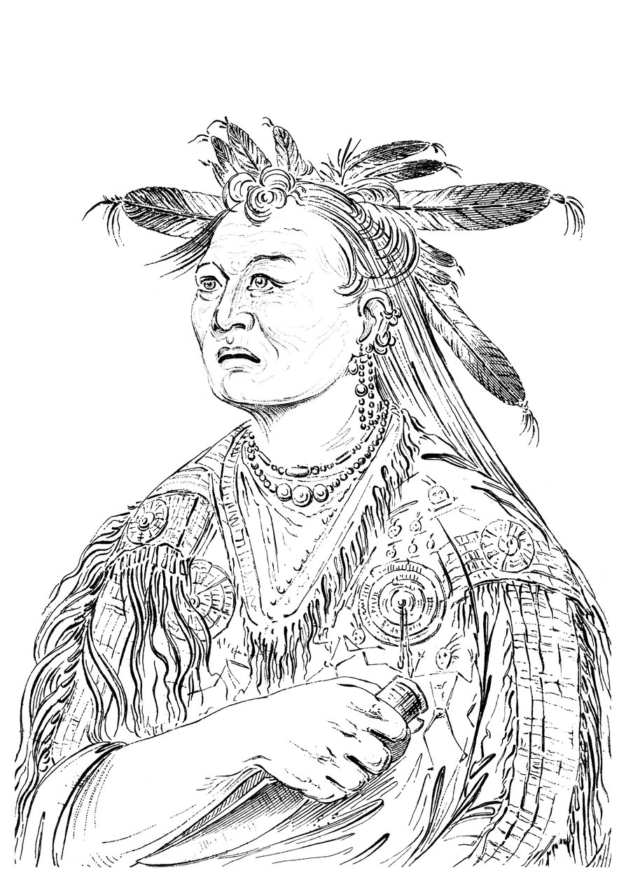 Krwawa Ręka, jeden z wodzów plemienia Riccae, 1841. autorstwa Myers and Co