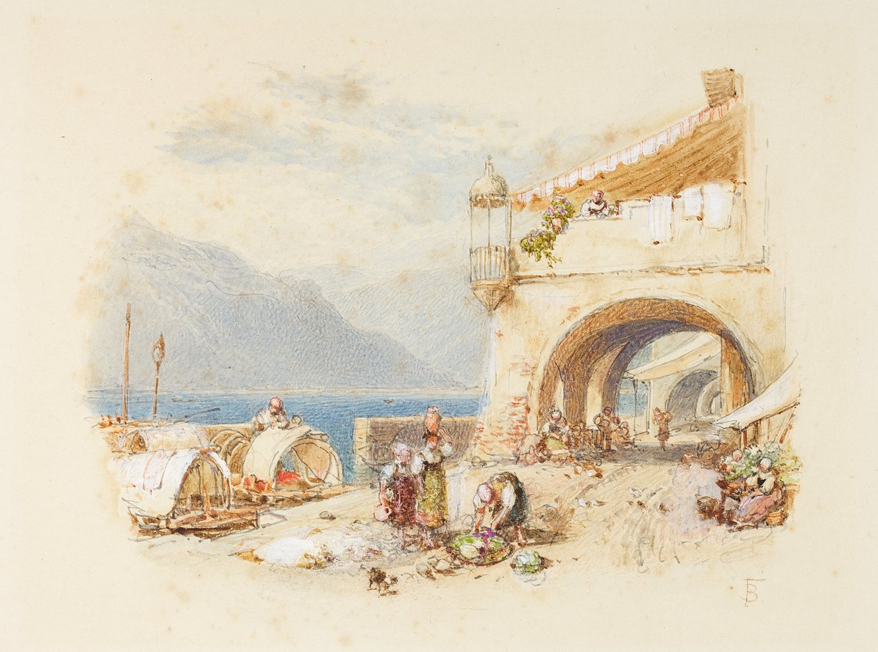Bellagio, Jezioro Como, ok. 1850-75 autorstwa Myles Birket Foster