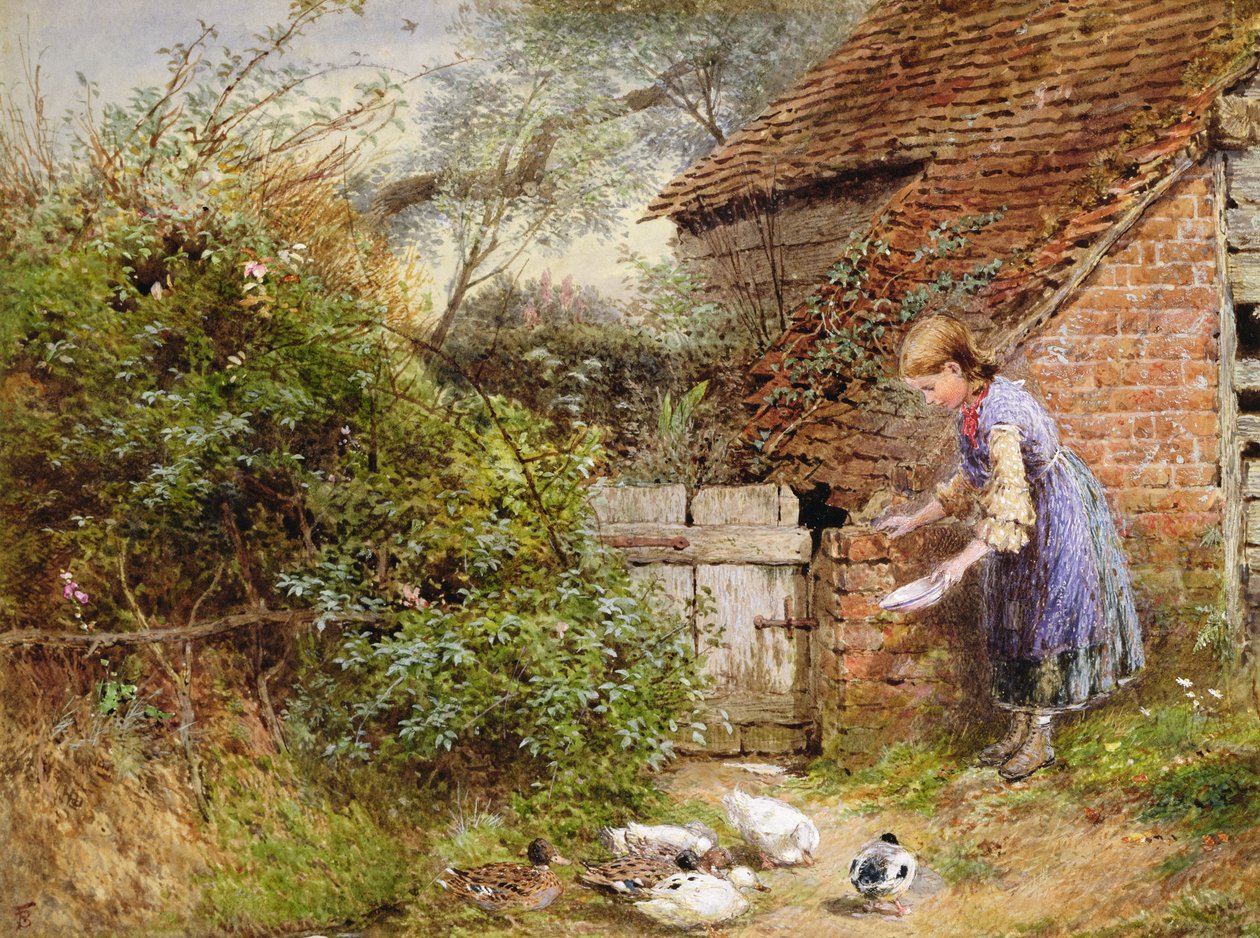 Karmienie kaczek autorstwa Myles Birket Foster