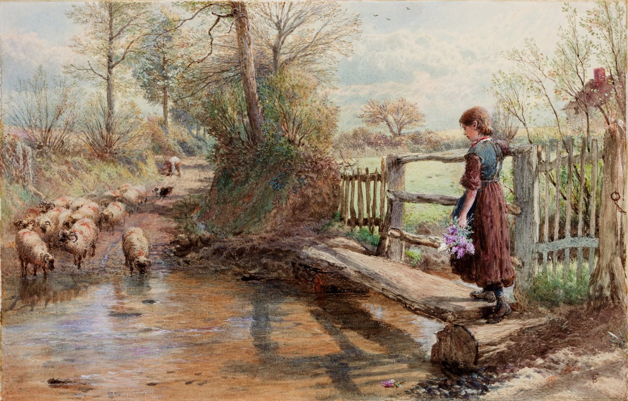 Widok w Surrey (bc und wc) autorstwa Myles Birket Foster