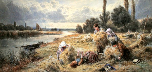 Sianokosy (akwarela na papierze) autorstwa Myles Birket Foster