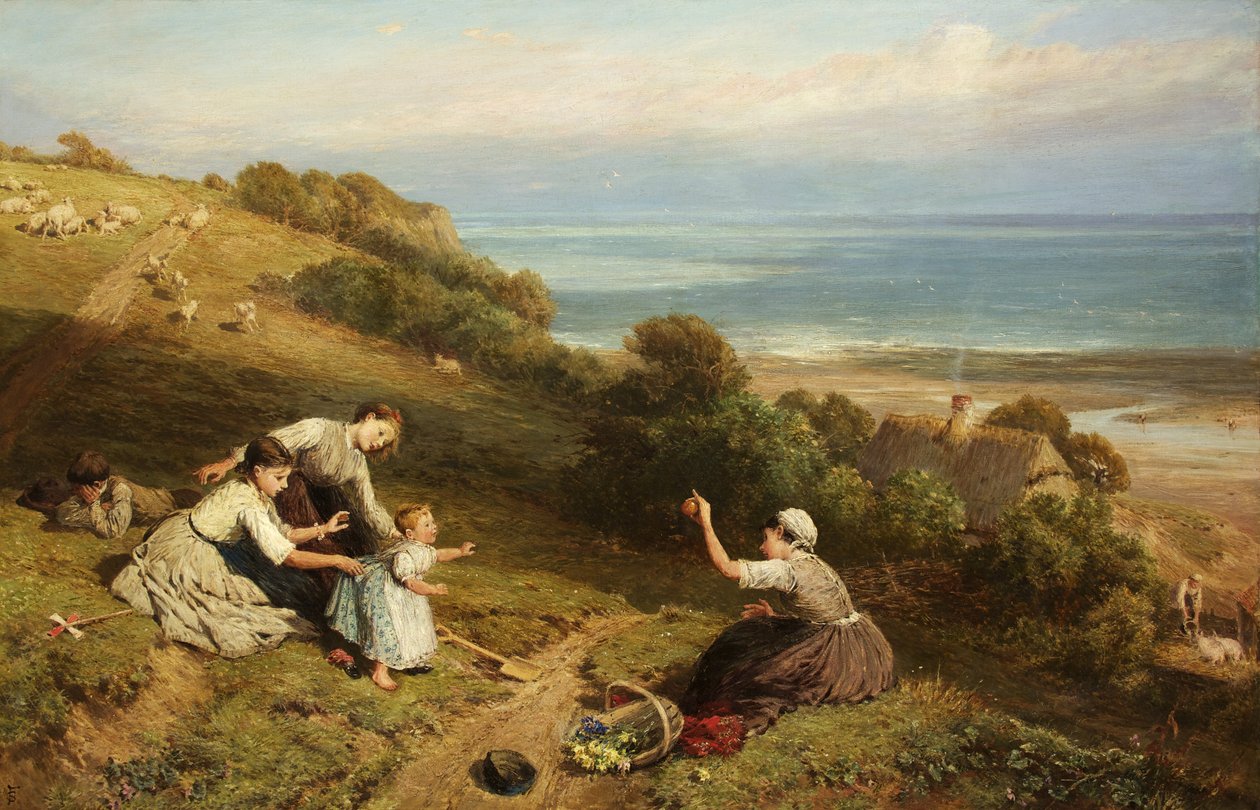 Pejzaż: Dziewczyna z pomarańczą (olej na płótnie) autorstwa Myles Birket Foster
