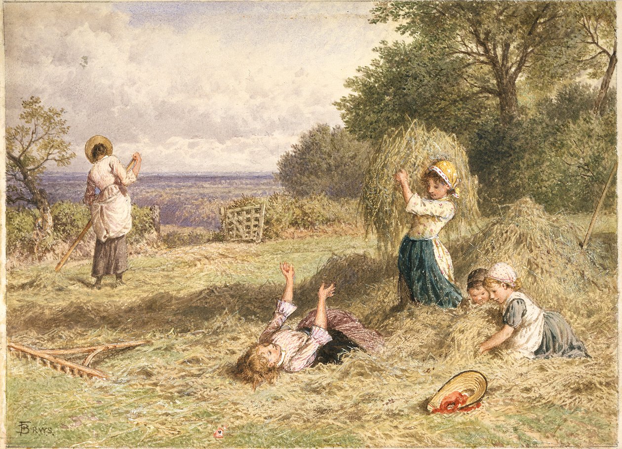 Krajobraz z postaciami autorstwa Myles Birket Foster
