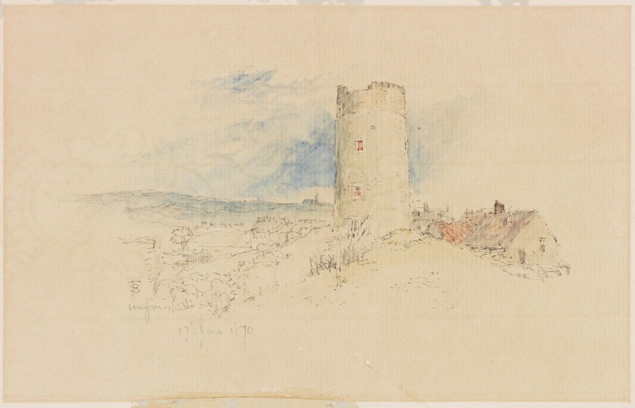 Old Windmill on Windmill Hills, Gateshead (ołówek i akwarela na papierze (wklejone na tablicę)) autorstwa Myles Birket Foster