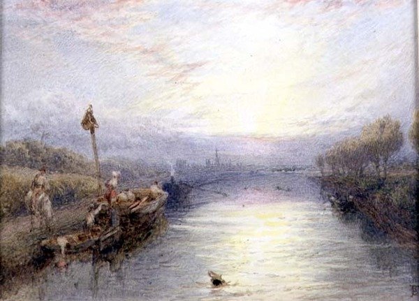 Krajobraz rzeki (akwarela) autorstwa Myles Birket Foster