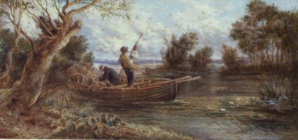 Zastawianie pułapek na węgorze autorstwa Myles Birket Foster