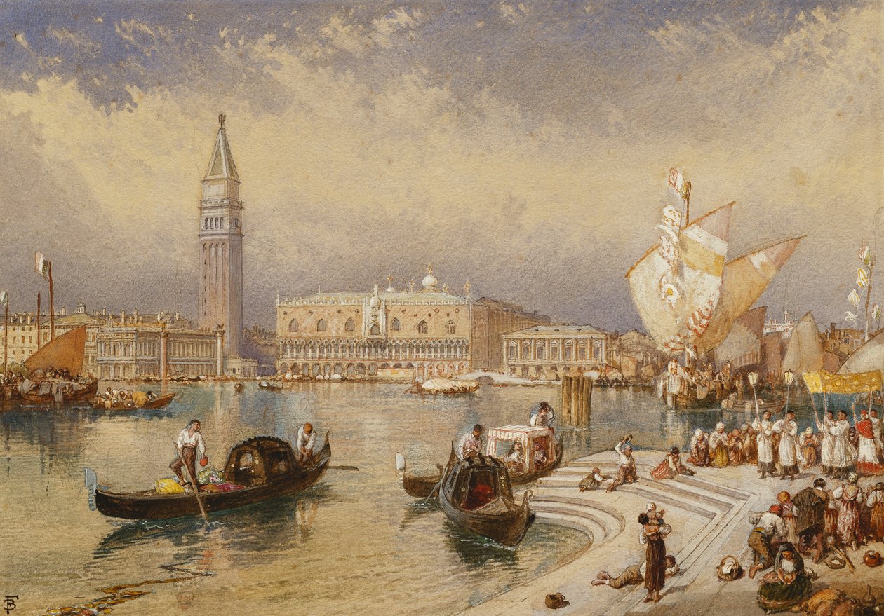 Pałac Dożów, Wenecja, od Schodów San Giorgio Maggiore, autorstwa Myles Birket Foster