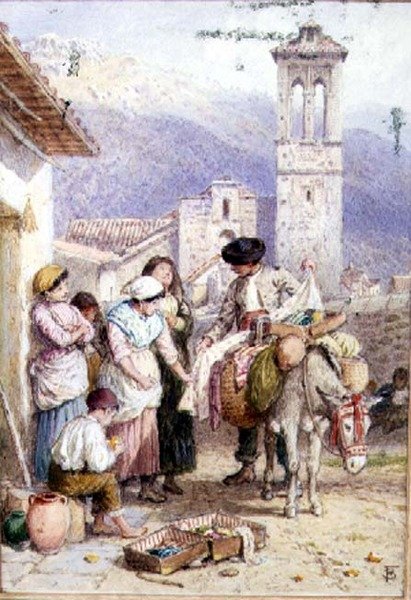 Pedlar (akwarela) autorstwa Myles Birket Foster