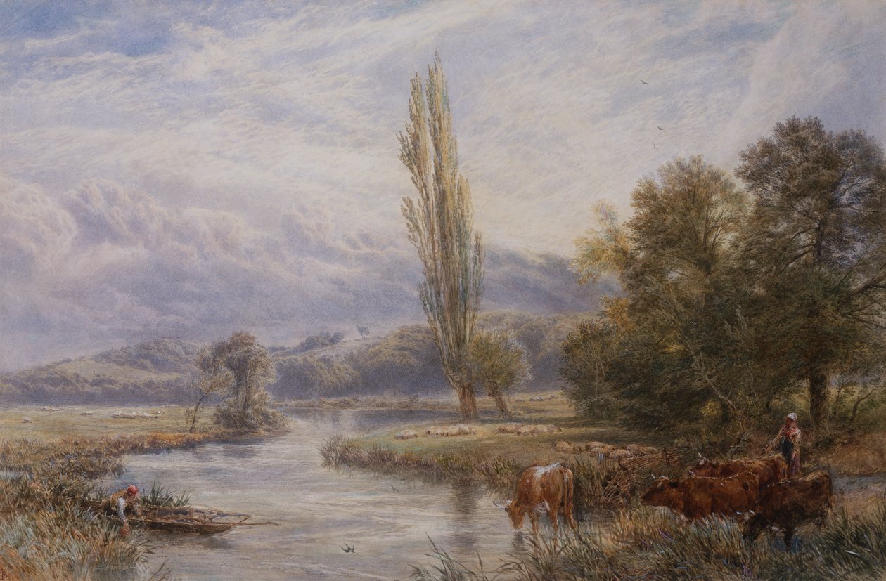 Kąpielisko (akwarela) autorstwa Myles Birket Foster