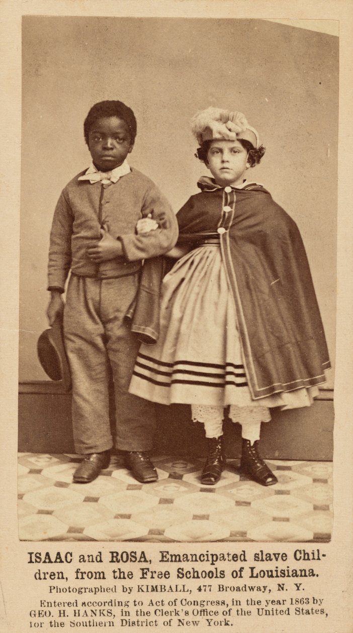 Isaac i Rosa, wyemancypowane dzieci niewolników z wolnych szkół w Luizjanie, 1863-1864 (zdjęcie) autorstwa Myron H. Kimball