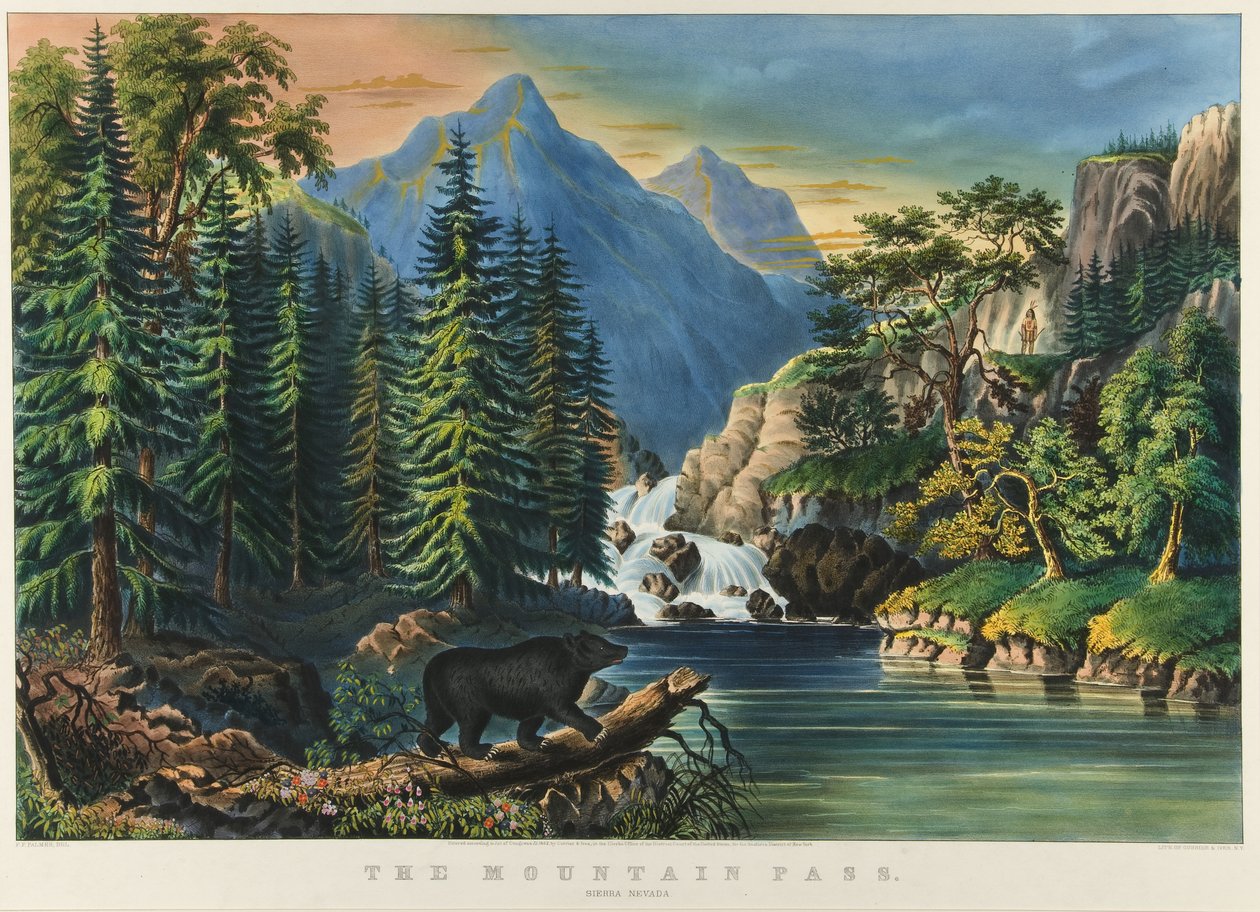 Przełęcz: Sierra Nevada, 1867 autorstwa Nathaniel Currier