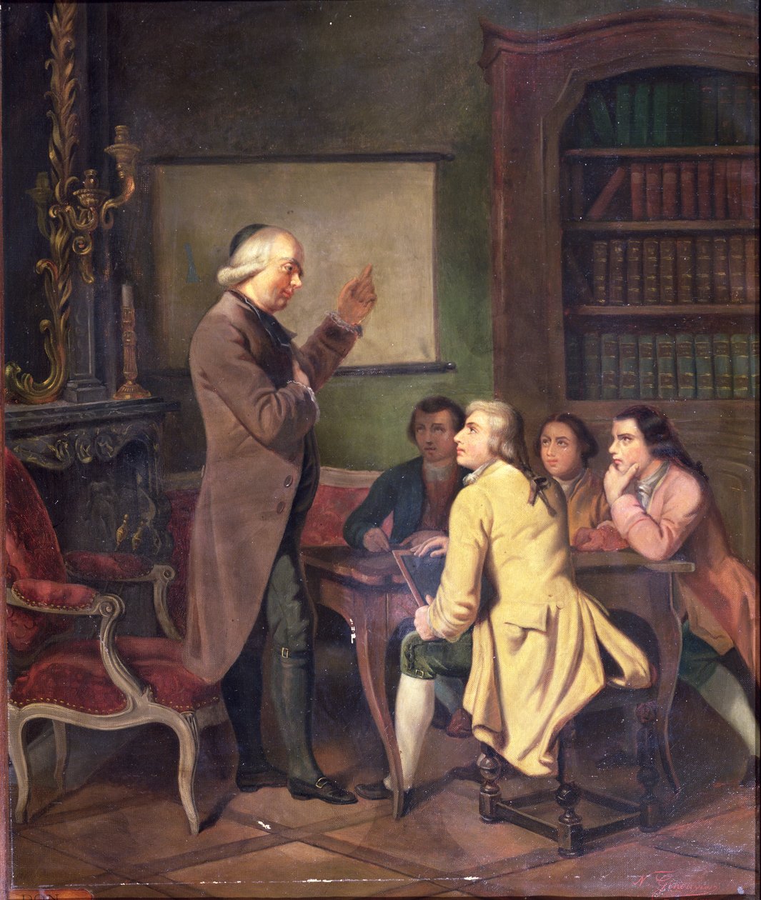 Lekcja z Abbe Charlesem de lEpee (1712-89) według obrazu F. Peysona autorstwa N. Ginouvier