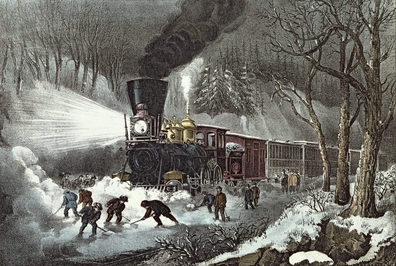 Amerykańska scena kolejowa, 1871 autorstwa N. and Ives, J.M. Currier