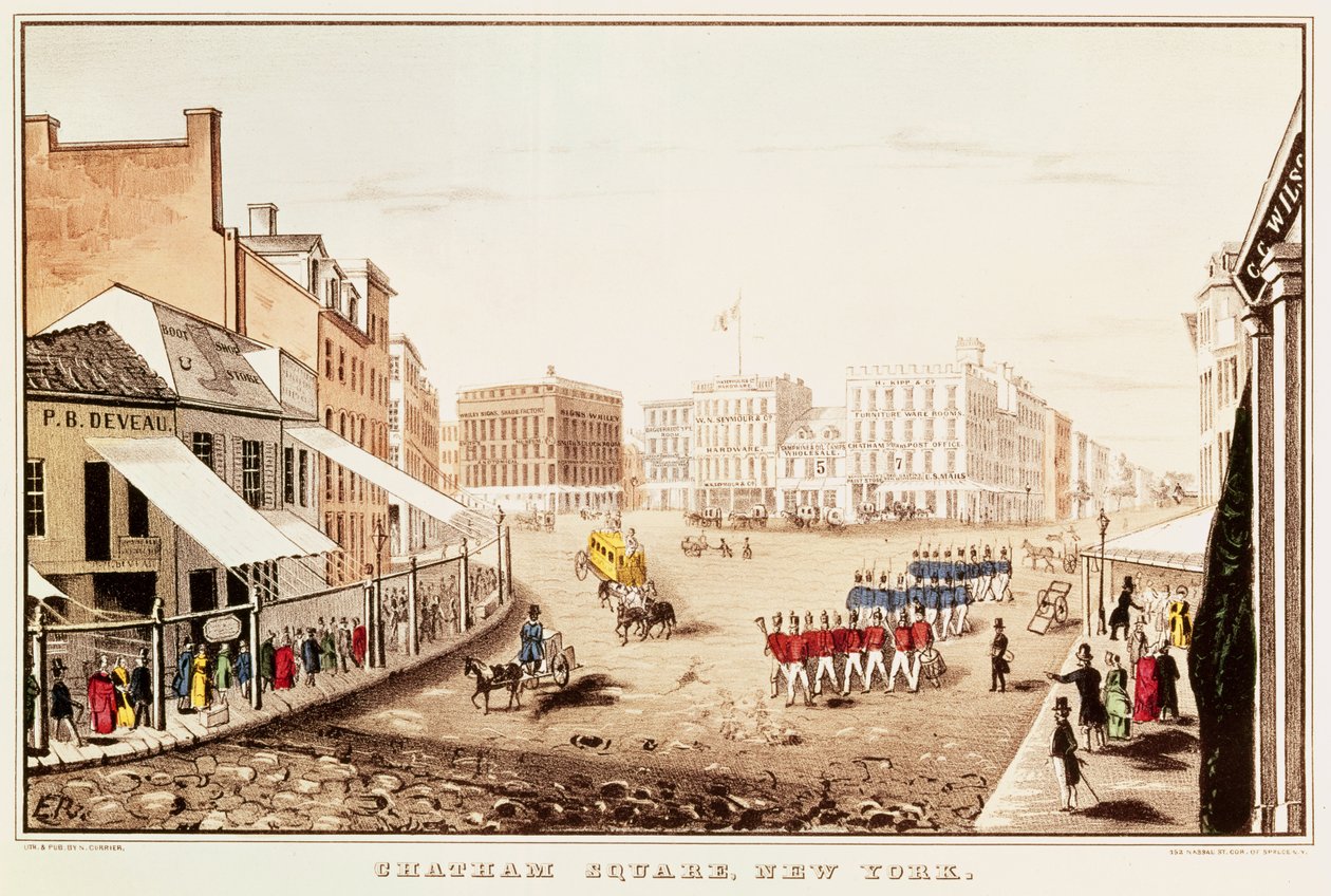 Chatham Square, Nowy Jork autorstwa N. and Ives, J.M. Currier