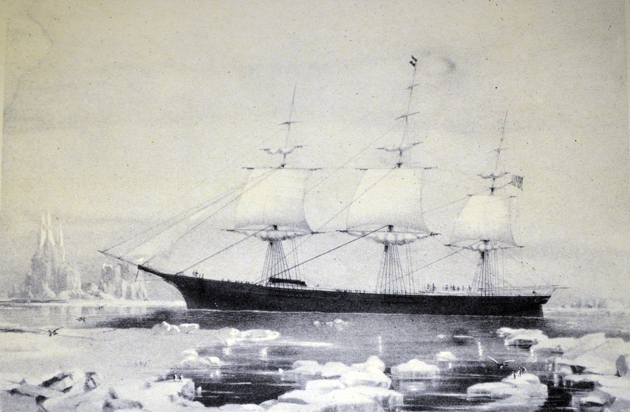 Currier & Ives ilustracja XIX wieku. Czerwona kurtka Clipper Ship autorstwa N. and Ives, J.M. Currier