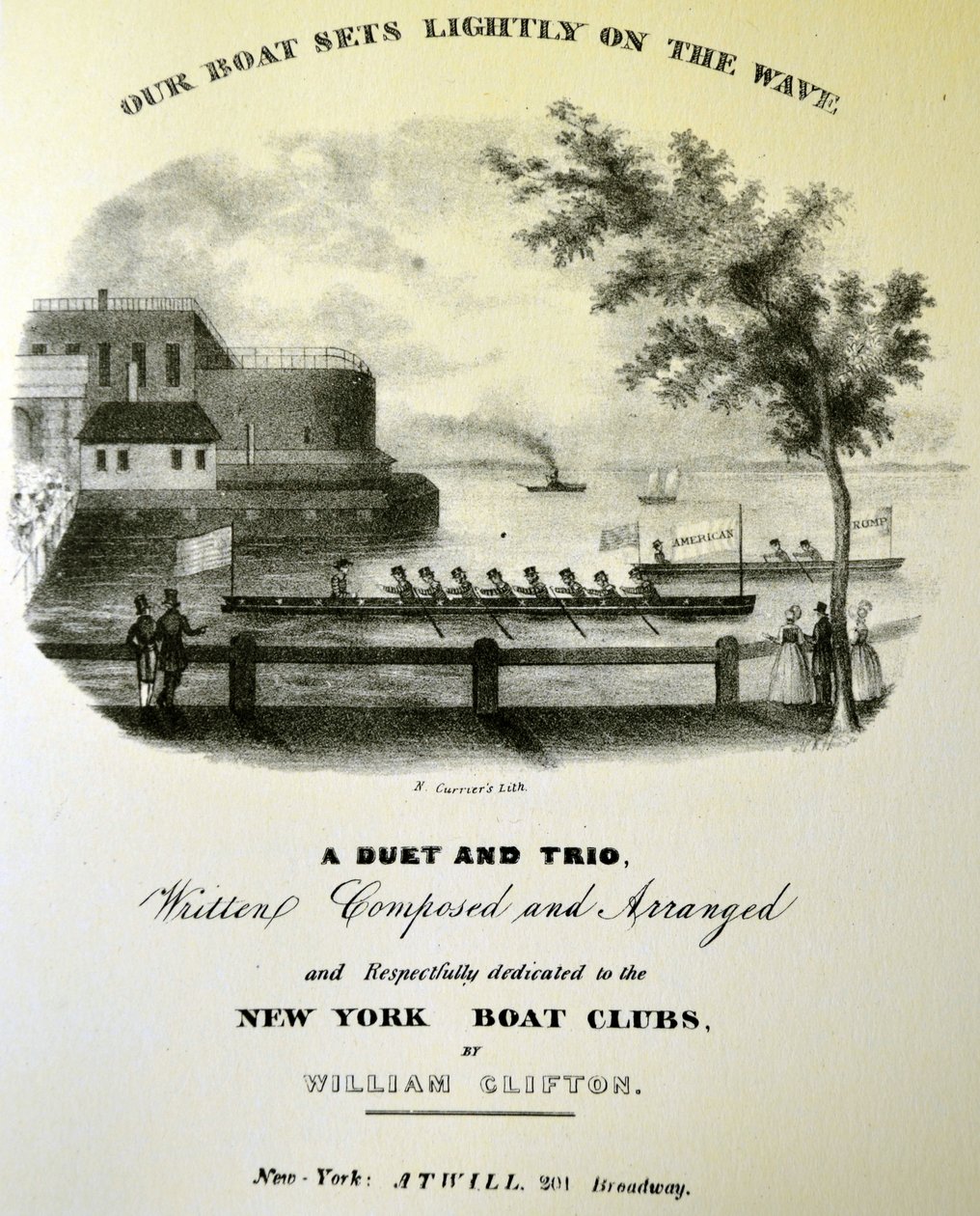 Currier & Ives ilustracja XIX wieku. Nasza łódź lekko wchodzi na falę autorstwa N. and Ives, J.M. Currier
