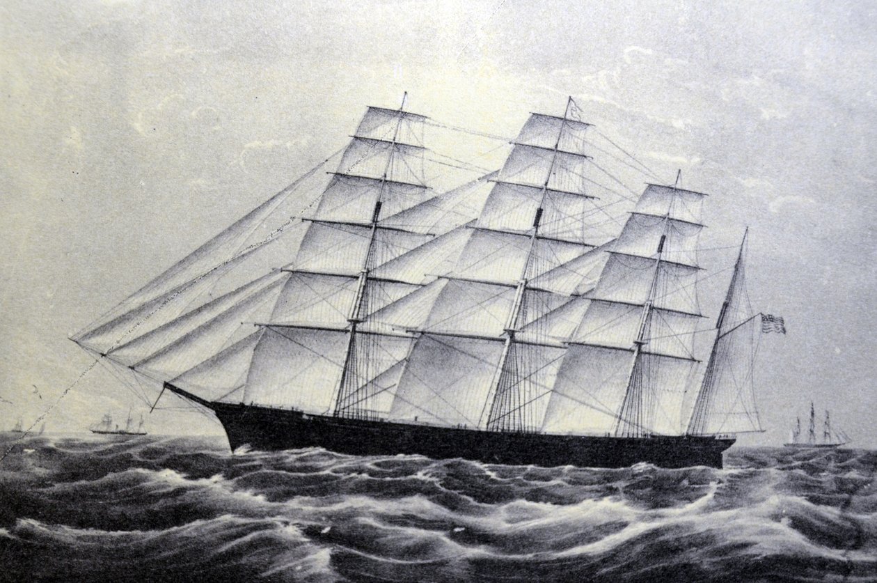 Currier & Ives ilustracja XIX wieku. Clipper statek Wielka republika autorstwa N. and Ives, J.M. Currier