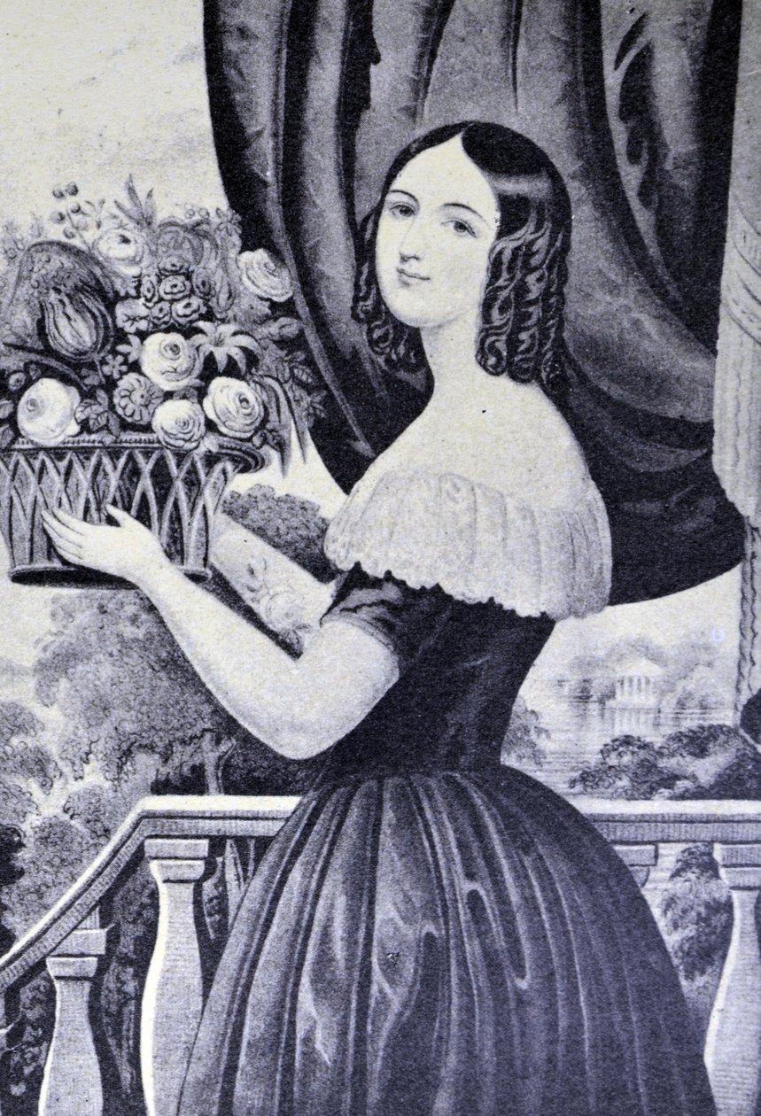Currier & Ives ilustracja XIX wieku. Dziewczyna z kwiatów autorstwa N. and Ives, J.M. Currier