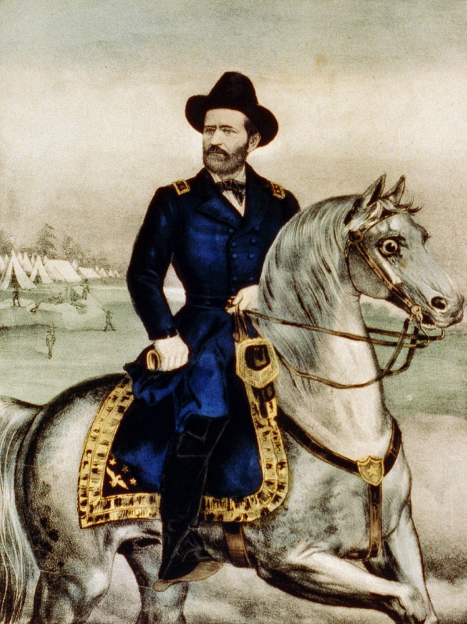Gen. porucznik Ulysses S. Grant, 1880 (litografia ręcznie kolorowana) autorstwa N. and Ives, J.M. Currier