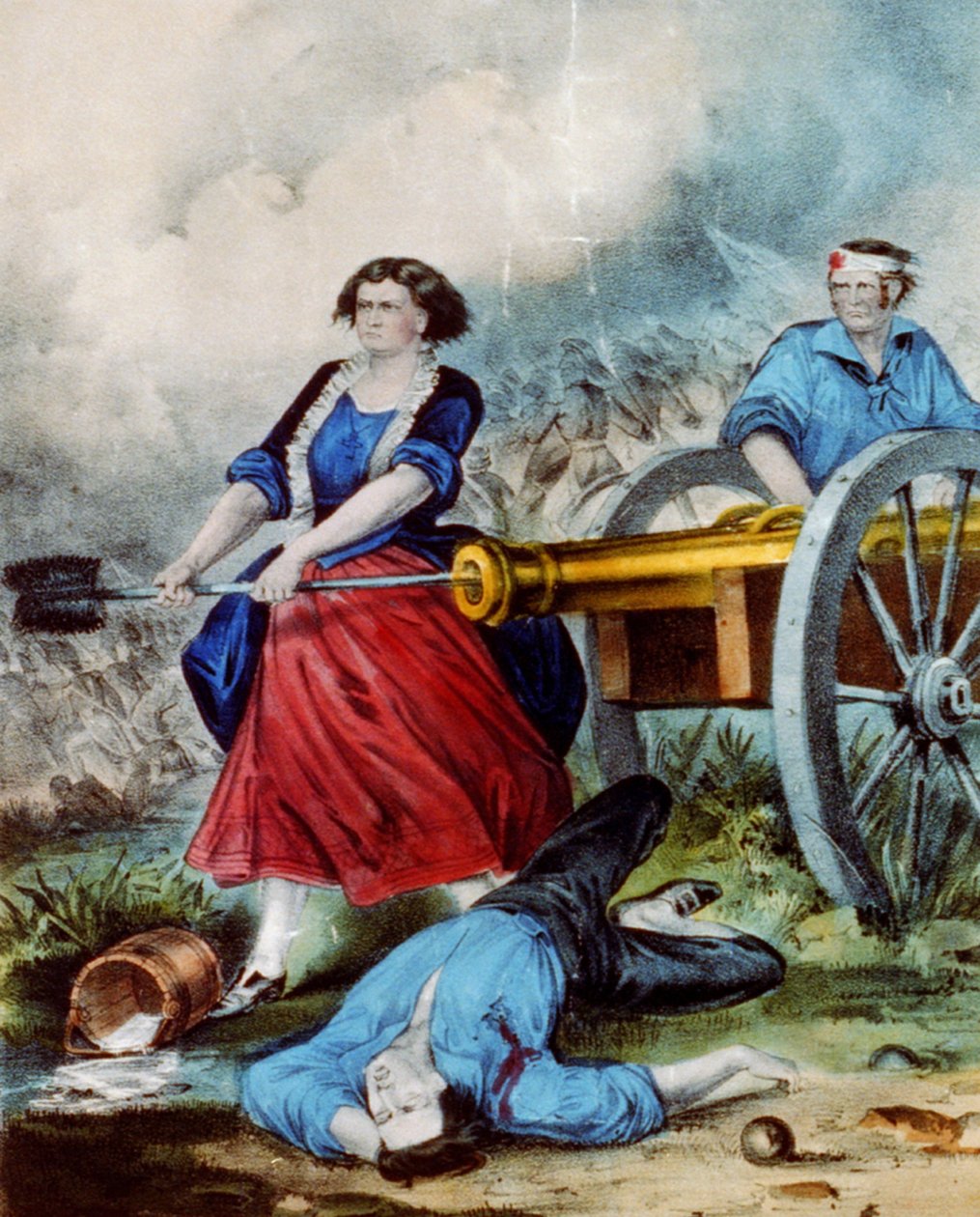 Molly Pitcher, 1876 (litografia kolorowa) autorstwa N. and Ives, J.M. Currier