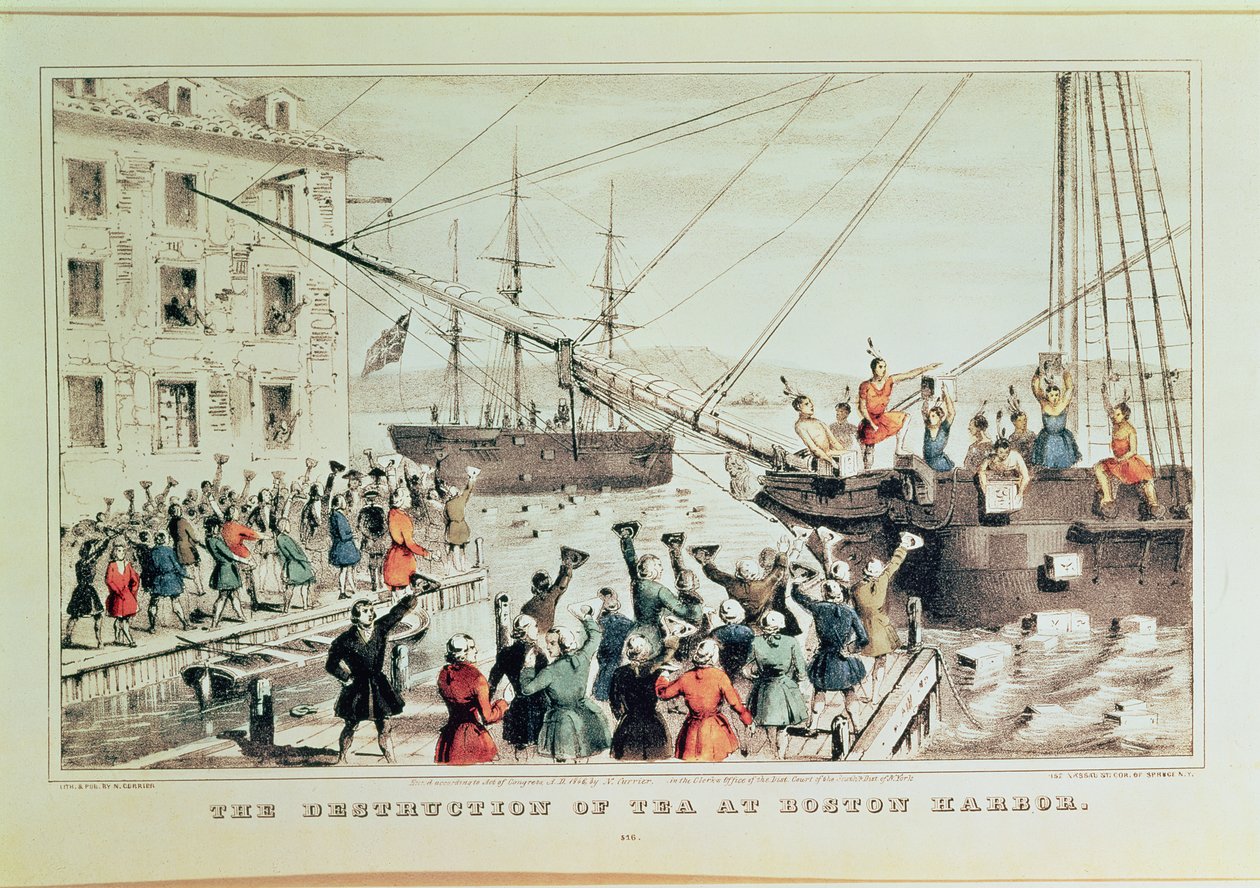 Бостоны цайны үдэшлэг, 1846 (хэвлэх)поли autorstwa N. and Ives, J.M. Currier