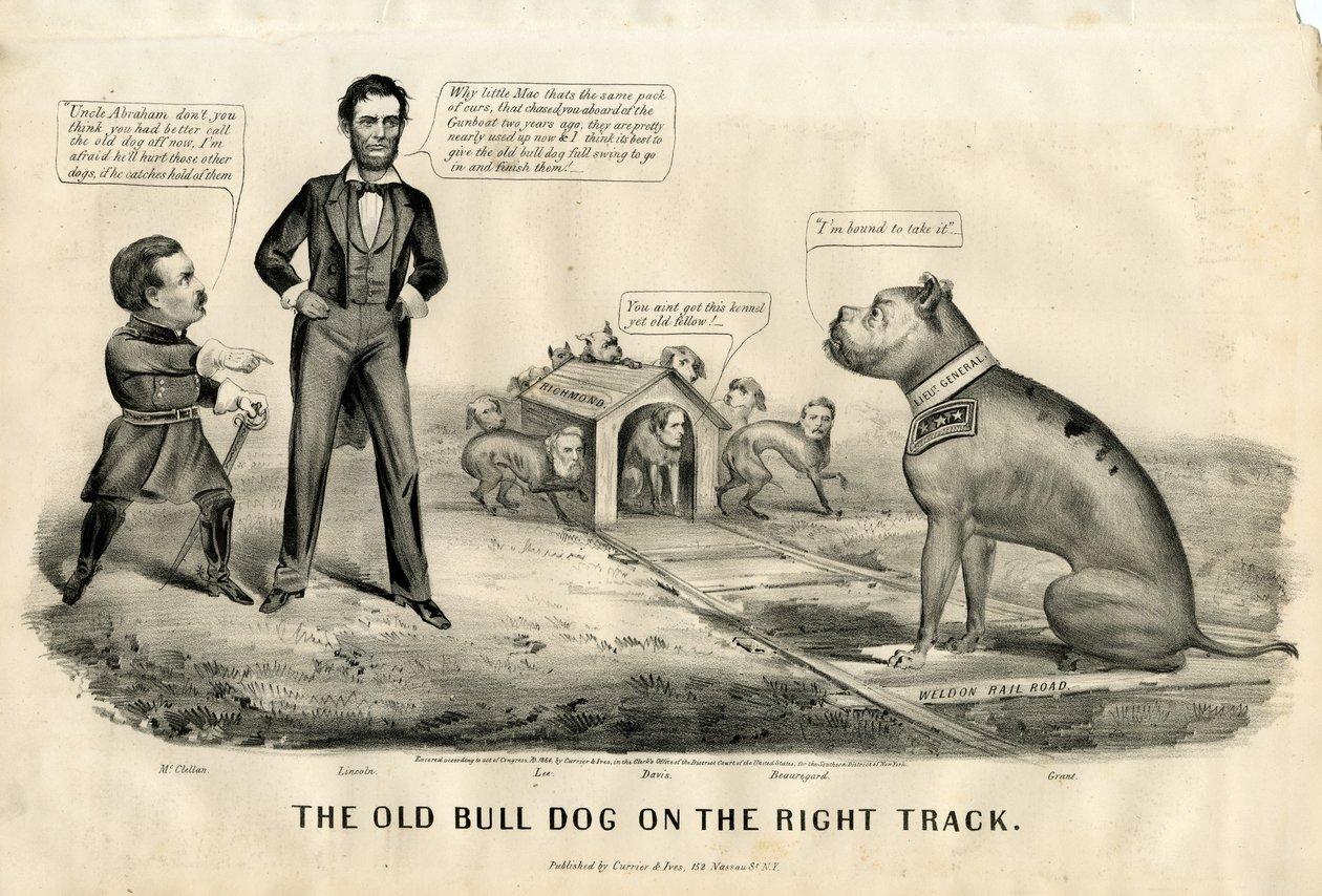 Bull Dog na dobrej drodze, 1864 autorstwa N. and Ives, J.M. Currier