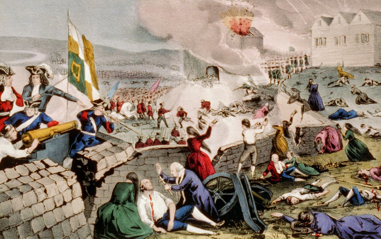 Oblężenie Limerick, 1848 (ręcznie kolorowana litografia) autorstwa N. and Ives, J.M. Currier