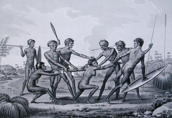 Port Jackson, New Holland: Aborygenów Pre-Marriage Ceremony, z „Voyage Autour du Monde sur les Corvettes de L