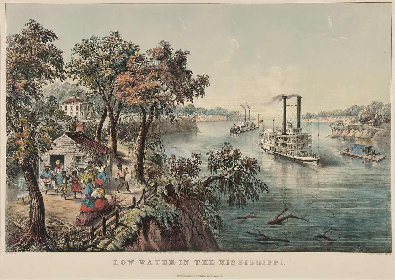 Niska woda w Missisipi, 1868 autorstwa Nathaniel Currier
