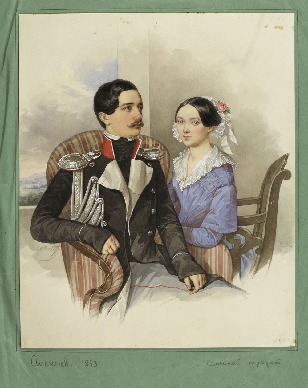 Portret hrabiego Jakova Karlovicha Sieversa 1818-1865 i hrabiny Very Michajłownej 1818-1865, 1843 autorstwa N. M. Alexeyev