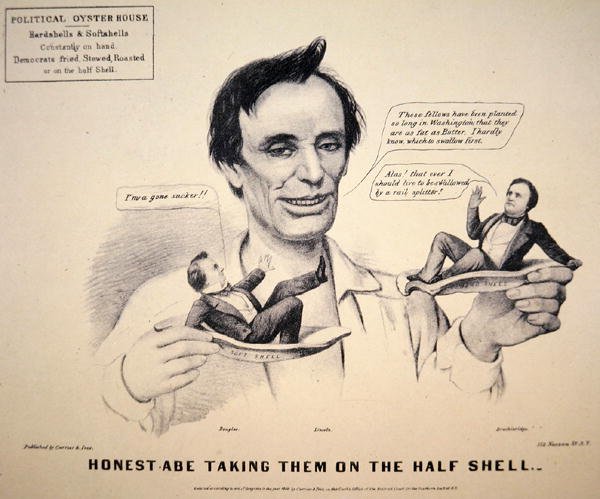 Abraham Lincoln (1809-65) Karykatura kampanii prezydenckiej autorstwa Currier and Ives