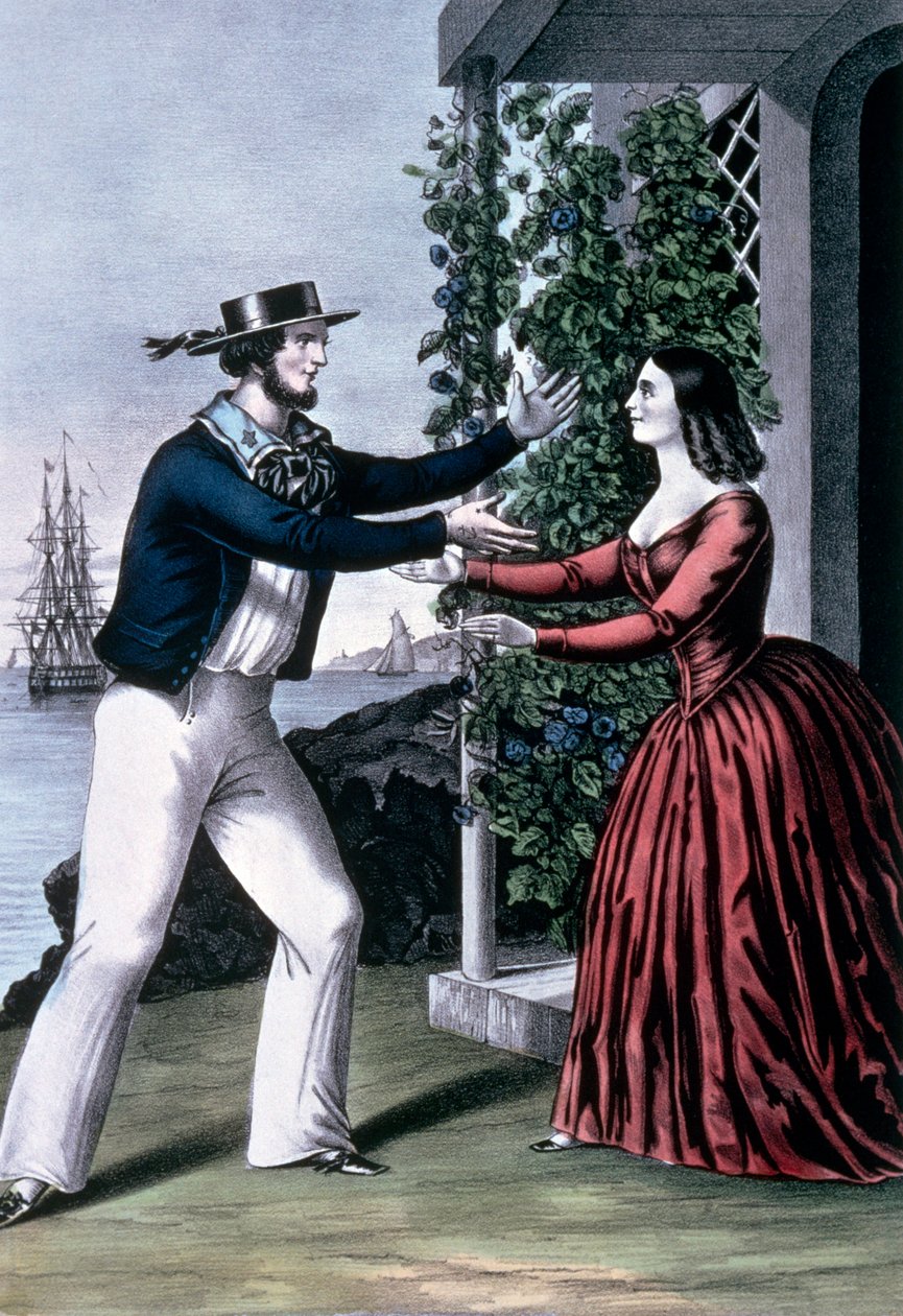 Sailor powraca autorstwa N. and Ives J.M. (1824-95) Currier