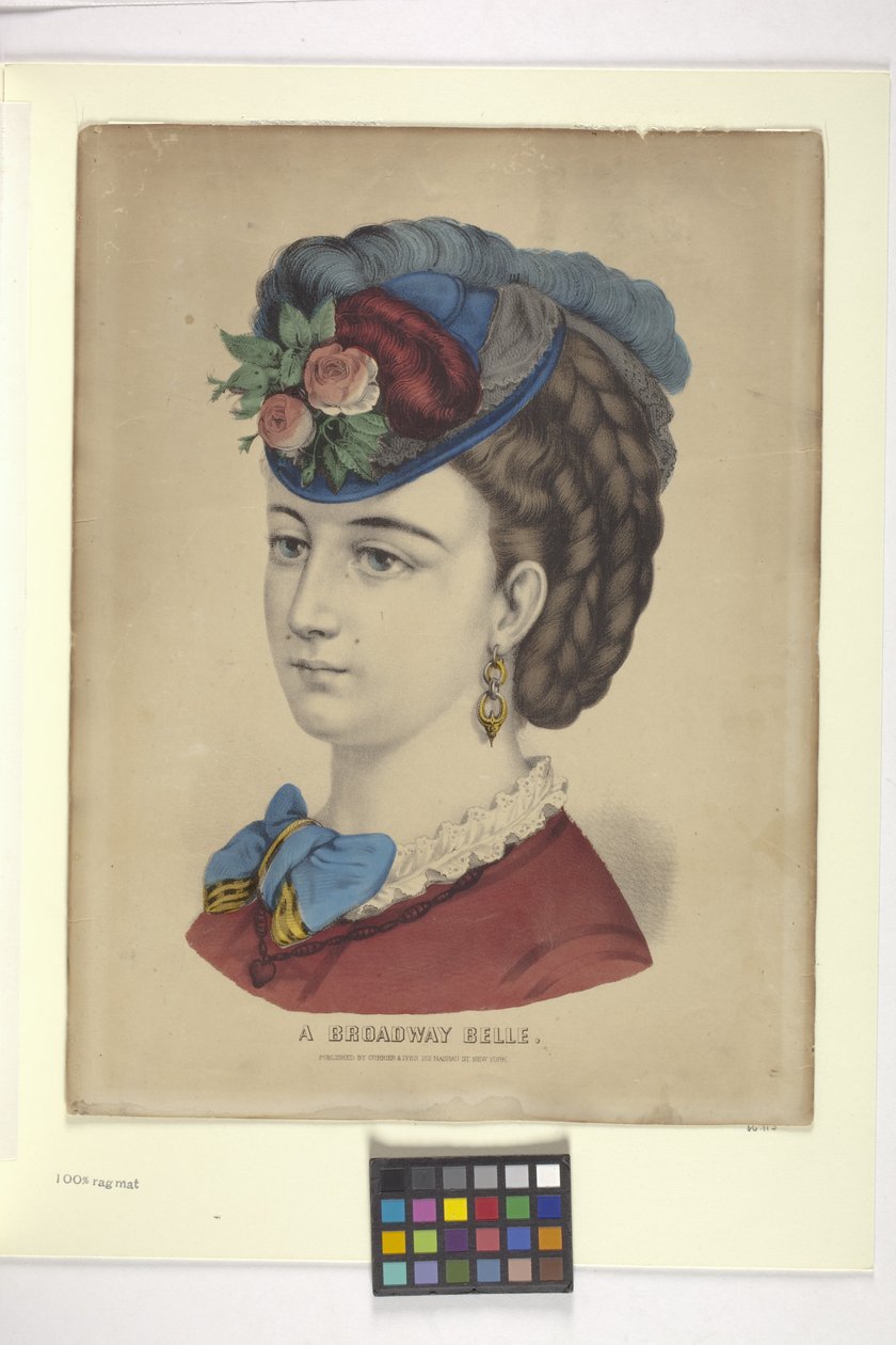 A Broadway Belle (litografia ręcznie kolorowana) autorstwa N. and Ives J.M. (1824 95) Currier