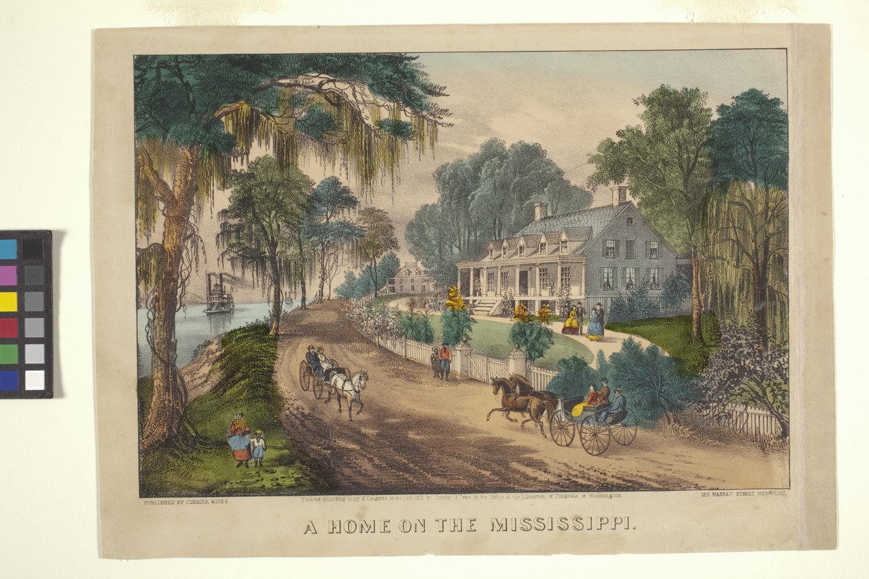 Dom nad Mississippi (litografia ręcznie kolorowana) autorstwa N. and Ives J.M. (1824 95) Currier