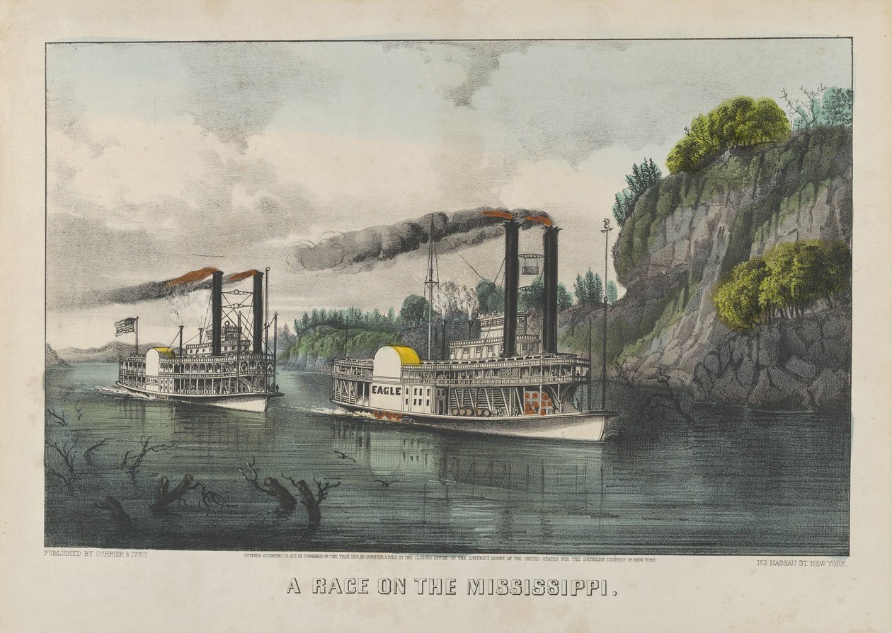Wyścig na Missisipi autorstwa Currier and Ives