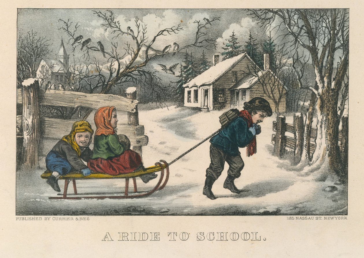 Jazda do szkoły autorstwa Currier and Ives