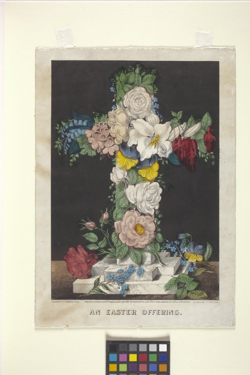 Ofiara wielkanocna (litografia ręcznie kolorowana) autorstwa N. and Ives J.M. (1824 95) Currier