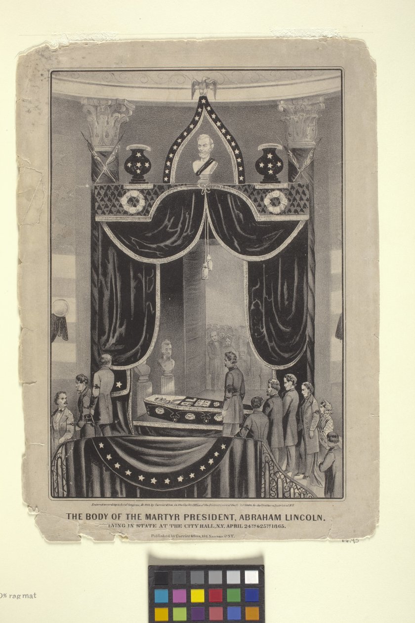 Corpo do Presidente Mártir, Abraham Lincoln (litografia) polonês autorstwa N. and Ives J.M. (1824 95) Currier