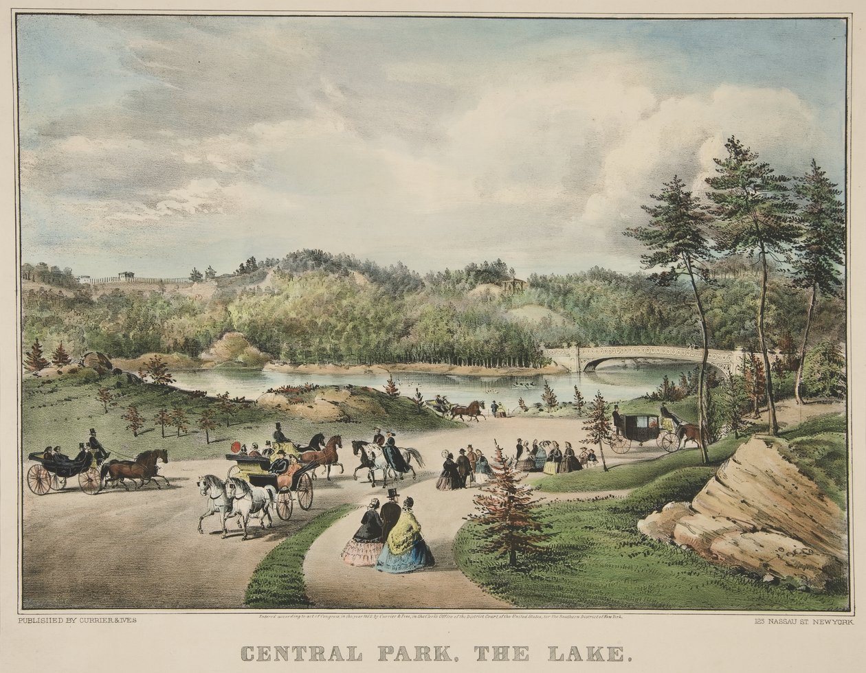Central Park - Jezioro autorstwa Currier and Ives