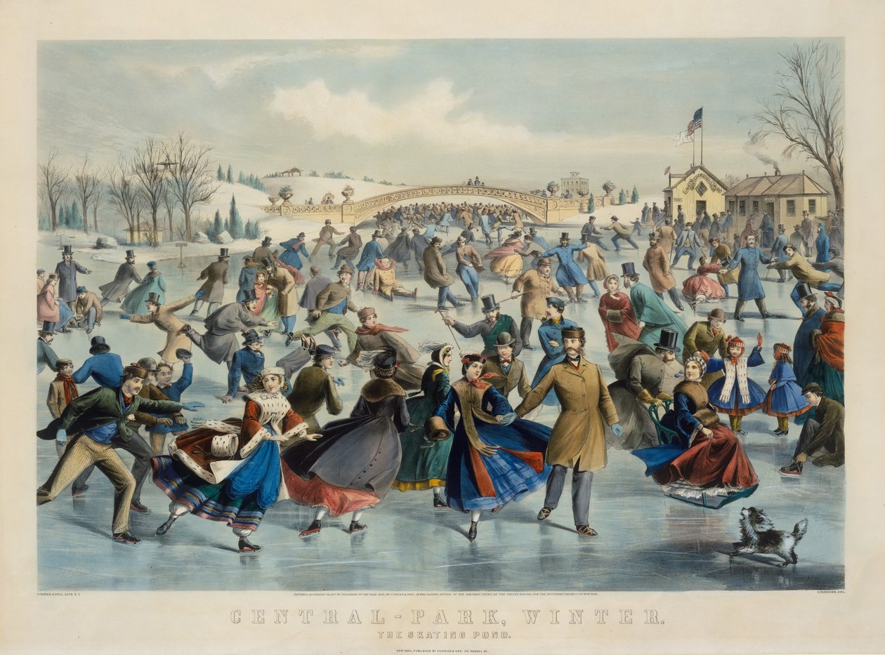 Central Park, Zima – Staw Łyżwiarski autorstwa Currier and Ives