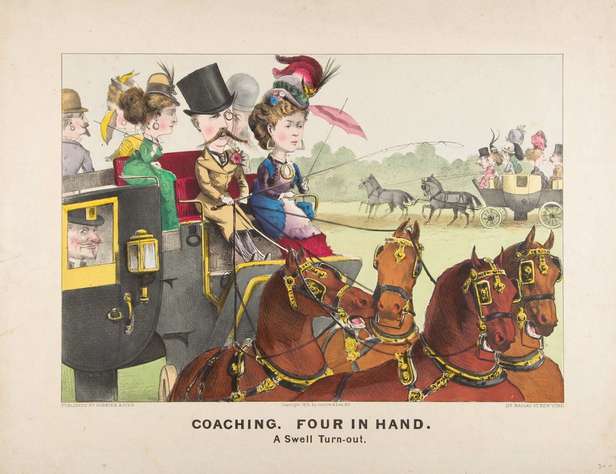 Coaching – Czwórka w ręku – Świetna frekwencja autorstwa Currier and Ives