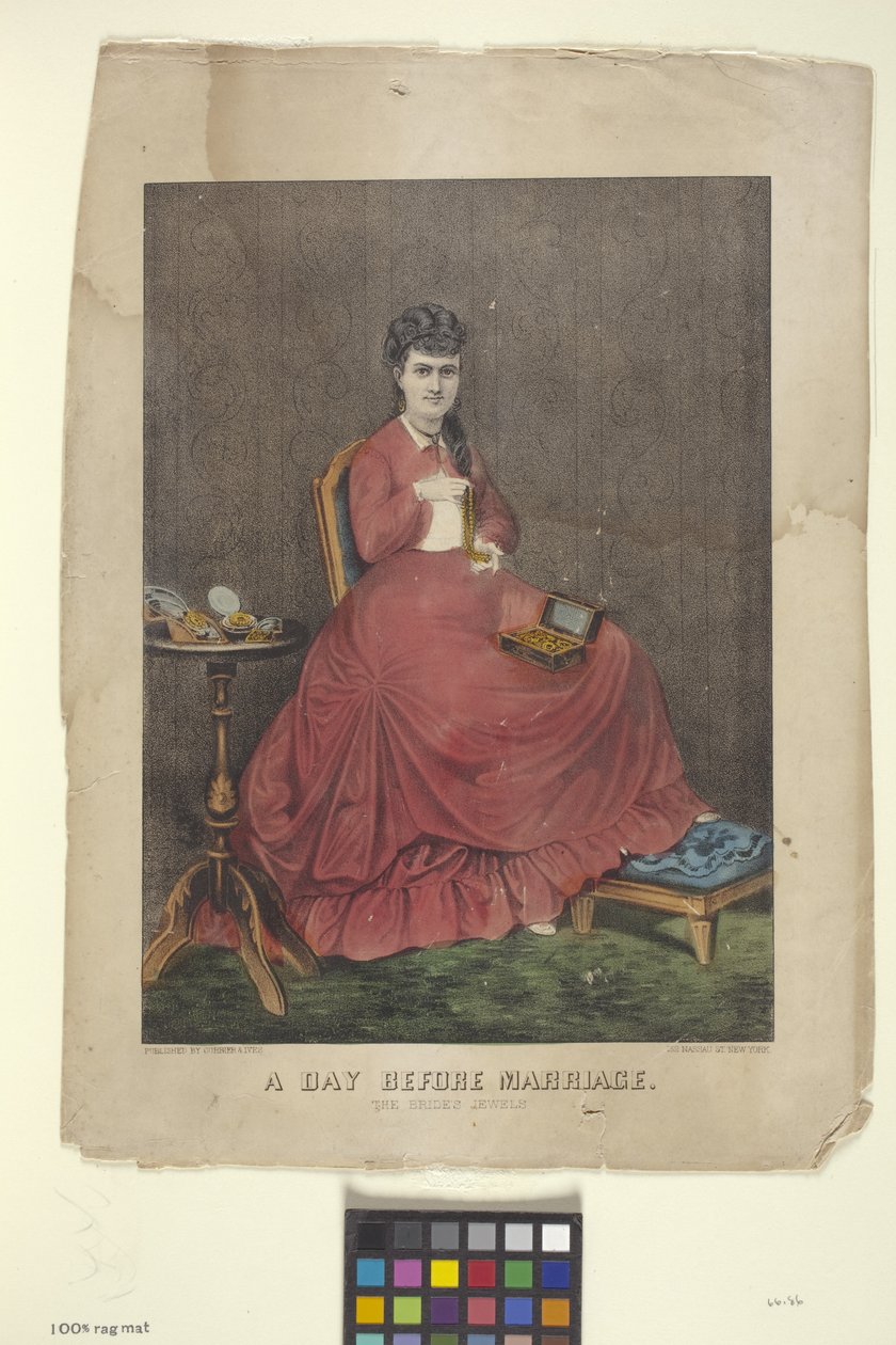 Dzień przed ślubem (litografia ręcznie kolorowana) autorstwa N. and Ives J.M. (1824 95) Currier