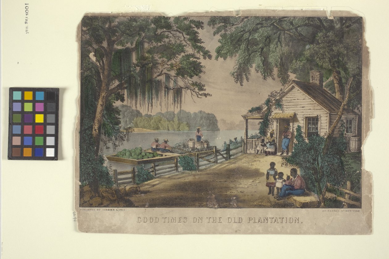 Dobre czasy na starej plantacji (litografia ręcznie kolorowana) autorstwa N. and Ives J.M. (1824 95) Currier