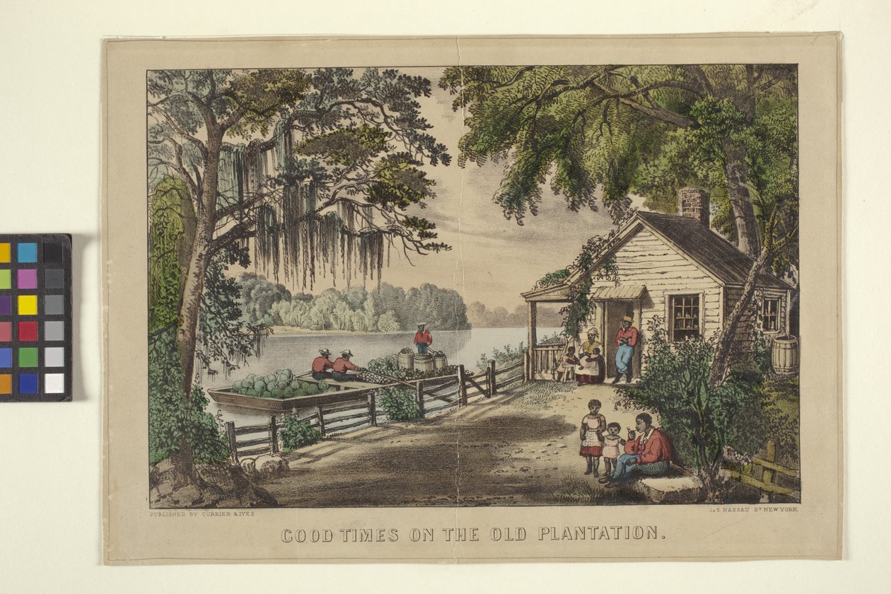 Dobre czasy na starej plantacji (litografia ręcznie kolorowana) autorstwa N. and Ives J.M. (1824 95) Currier