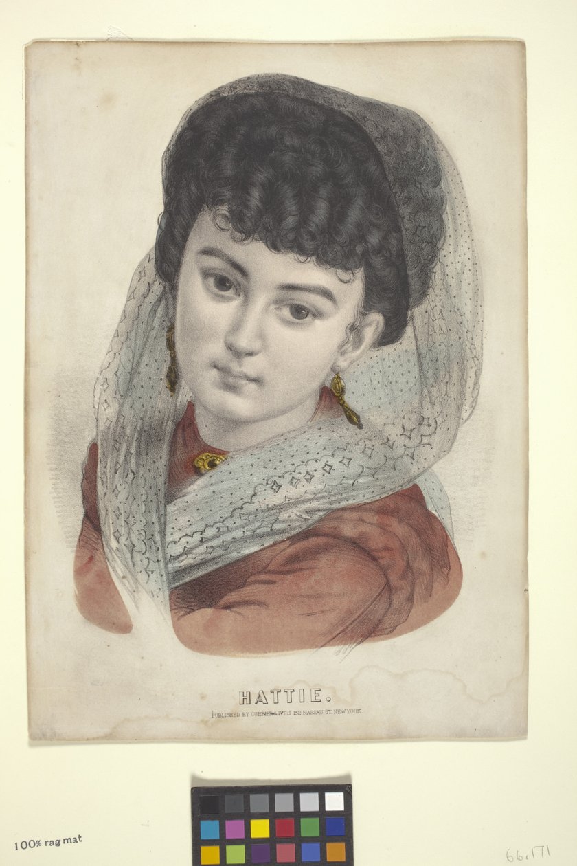 Hattie (litografia ręcznie kolorowana) autorstwa N. and Ives J.M. (1824 95) Currier