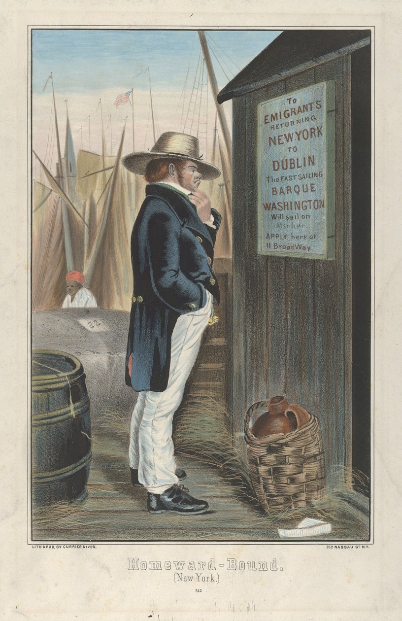 Homeward Bound (Nowy Jork), c.1860 (ręcznie kolorowana litografia) autorstwa Currier and Ives