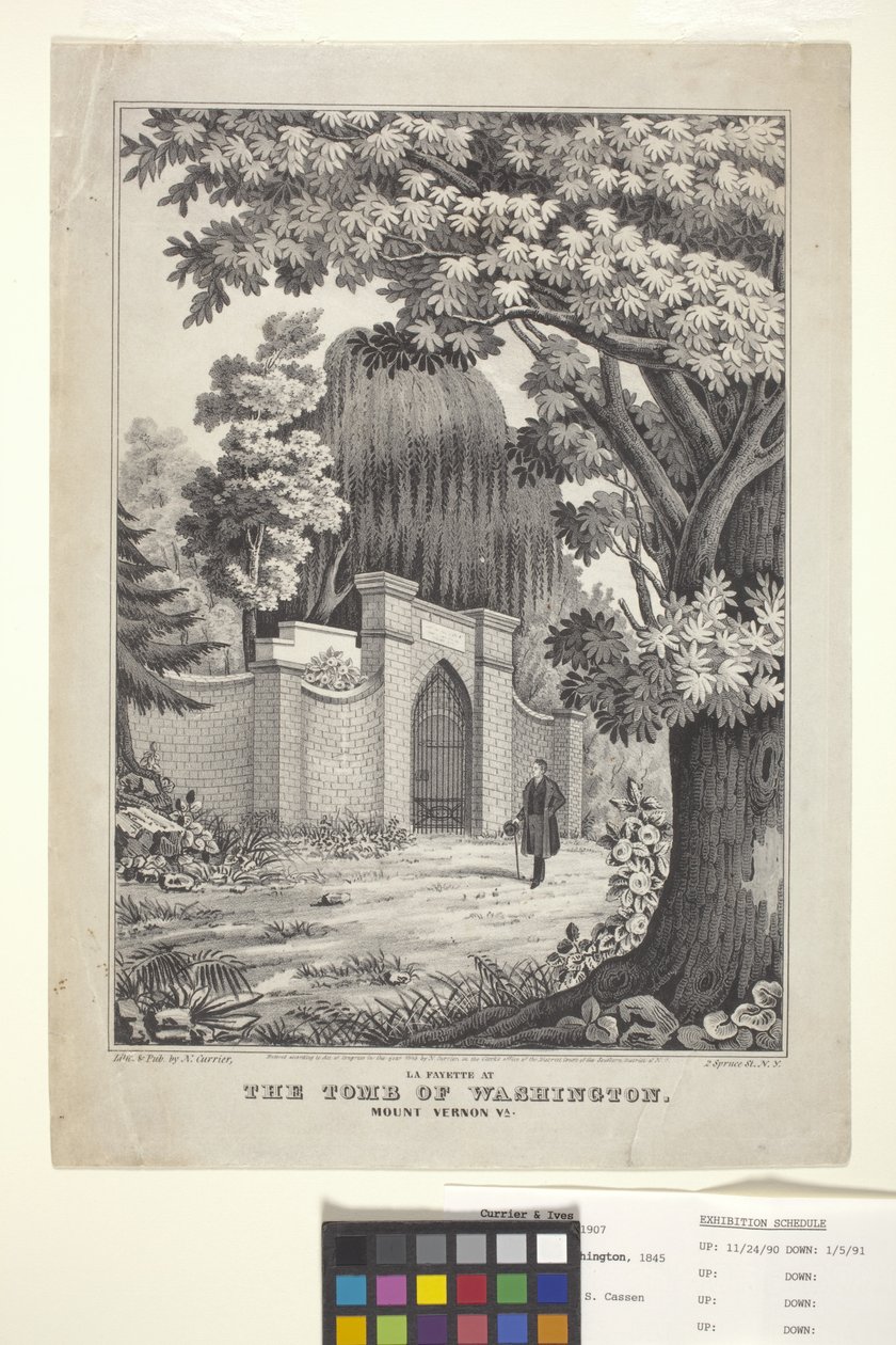 Lafayette At The Tomb Of Washington (litografia ręcznie kolorowana) autorstwa N. and Ives J.M. (1824 95) Currier