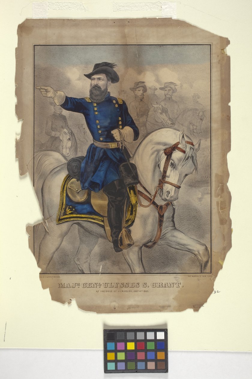 Generał dywizji US Grant (litografia ręcznie kolorowana) autorstwa N. and Ives J.M. (1824 95) Currier